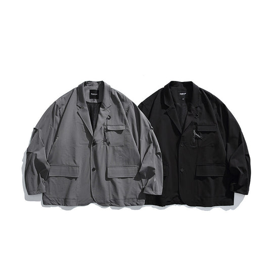Herren Oversized Utility-Sakko mit multifunktionalen Taschen Shop Nory