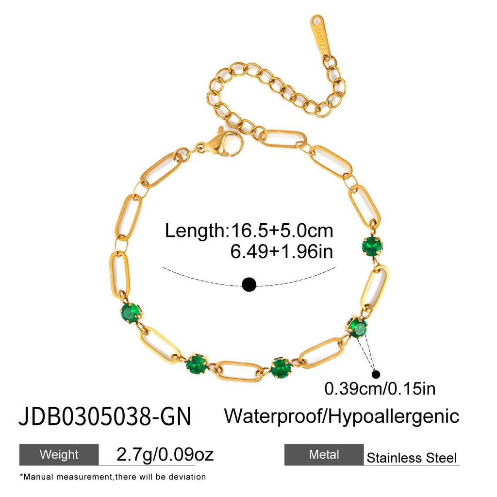 Damen Armband mit funkelnden grünen Kristallen und eleganter Edelstahlverarbeitung Shop Nory