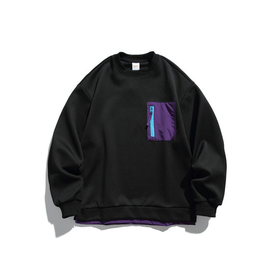 Unisex Oversize-Sweatshirt mit kontrastierter Reißverschluss-Brusttasche und doppellagigem Saum Shop Nory