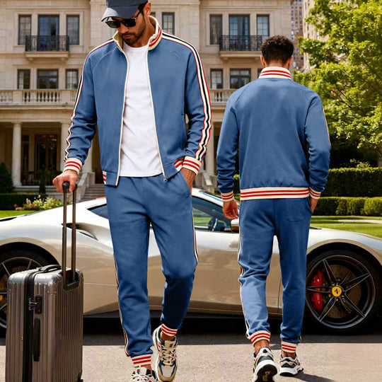 Herren Sportlicher Track-Anzug mit Kontraststreifen und Rippbündchen Shop Nory