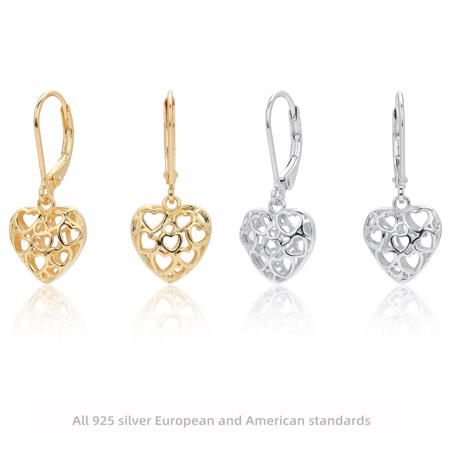 Damen Ohrhänger mit verspieltem Herzdesign aus 925 Sterling Silber Shop Nory