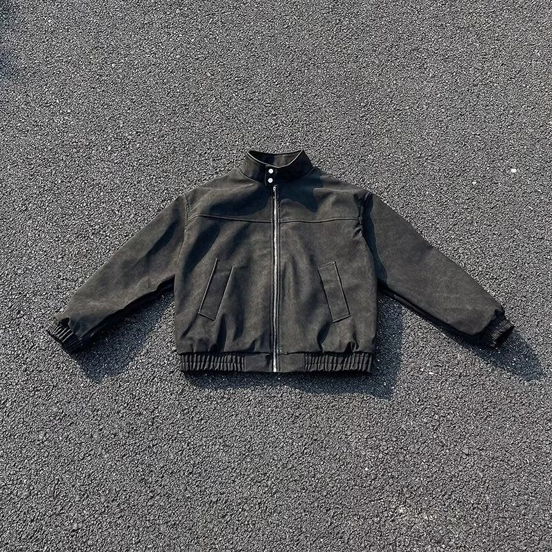 Unisex Kurz geschnittene Oversize-Bomberjacke mit Stehkragen und elastischem Saum Shop Nory