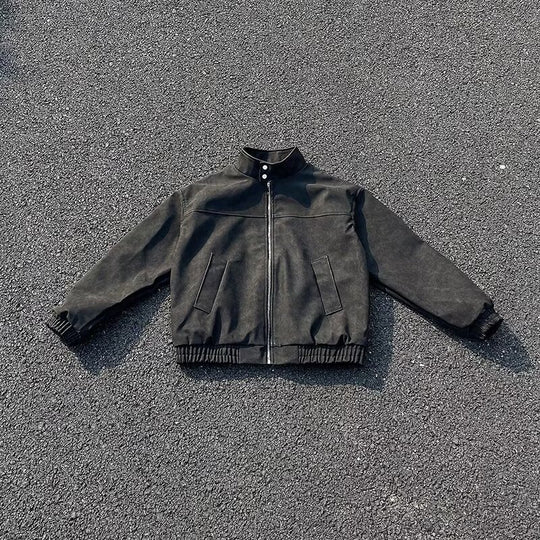 Unisex Kurz geschnittene Oversize-Bomberjacke mit Stehkragen und elastischem Saum Shop Nory