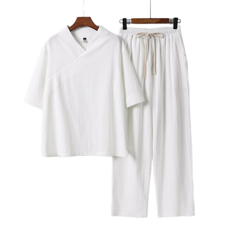Unisex Leichtes Kimono-Loungewear-Set mit V-Ausschnitt und Tunnelzug-Hose Shop Nory