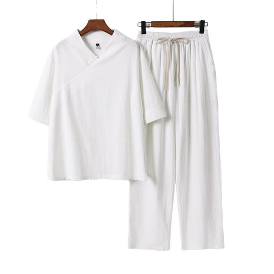 Unisex Leichtes Kimono-Loungewear-Set mit V-Ausschnitt und Tunnelzug-Hose Shop Nory