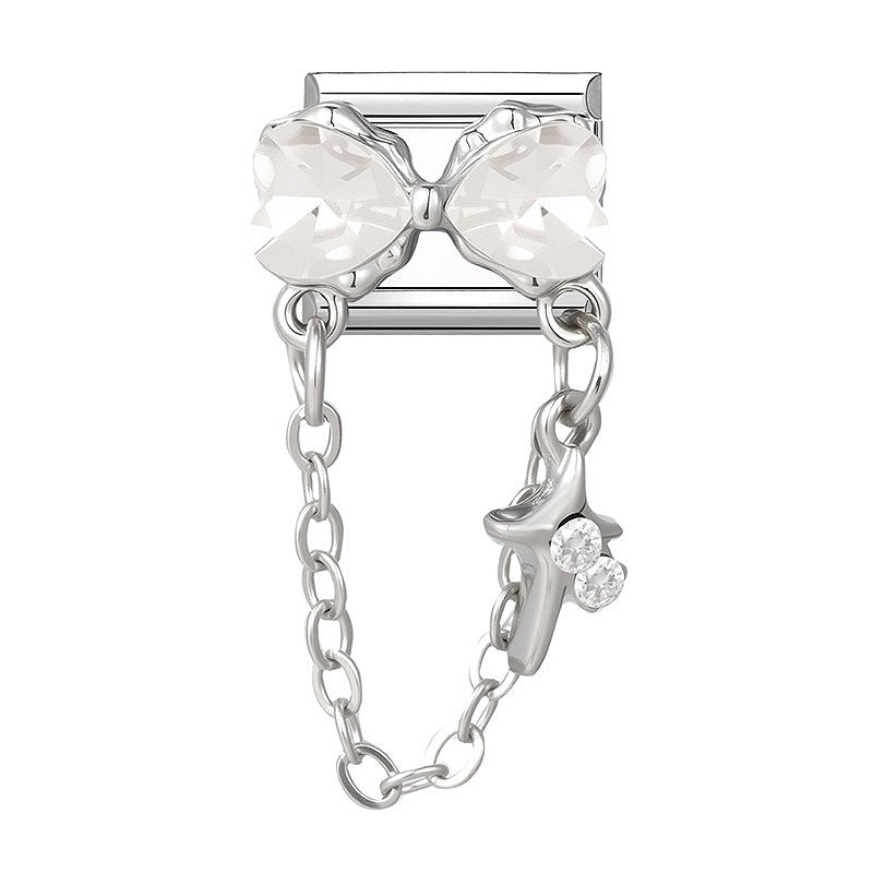Zarte Schmetterling Charm-Link-Anhänger Aus Hochwertigem Edelstahl mit Kristallakzent