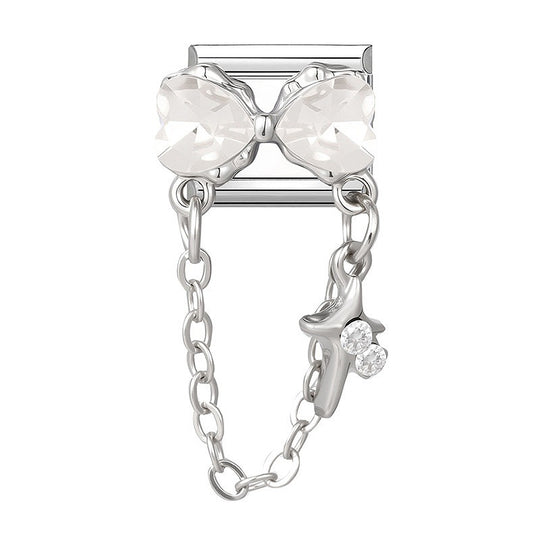 Zarte Schmetterling Charm-Link-Anhänger Aus Hochwertigem Edelstahl mit Kristallakzent