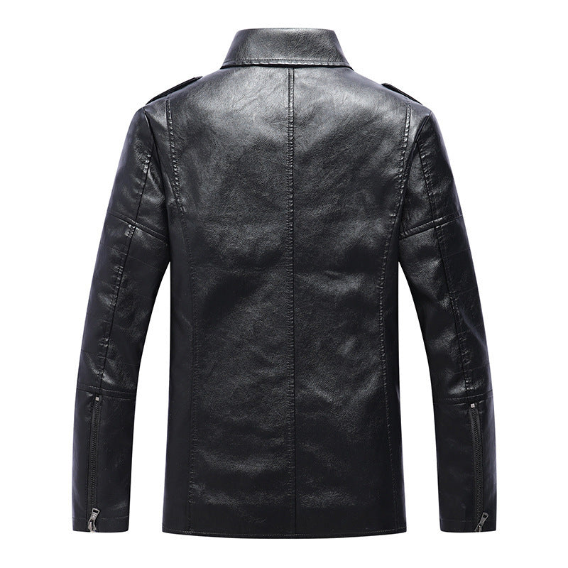 Herren Slim Fit Kunstleder-Motoblouson im Biker-Look mit gesteppten Armpaneelen und Reverskragen Shop Nory