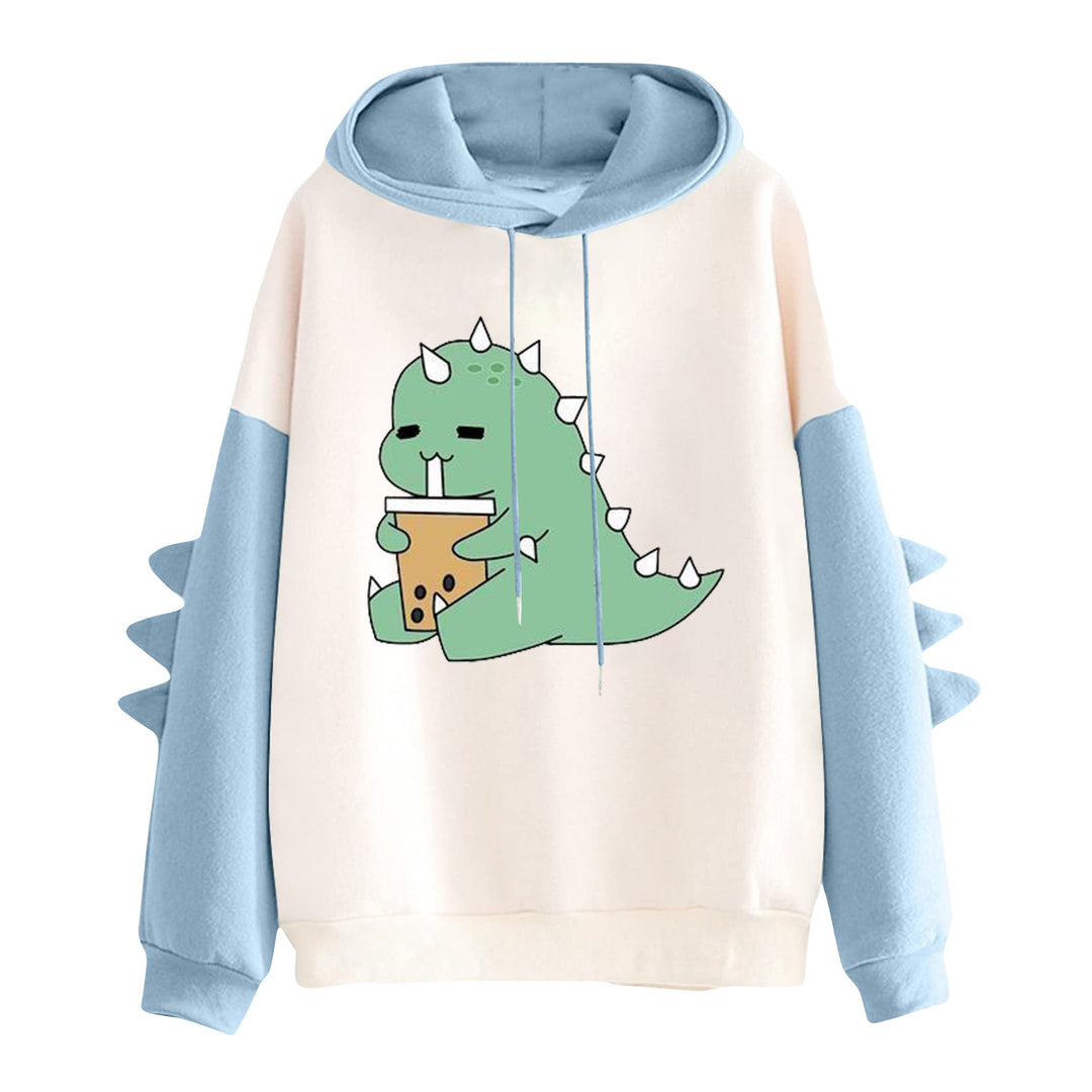 Damen nan Kapuzenpullover mit niedlichem Dinosaurier-Print und dreidimensionalen Ärmeldetails Shop Nory