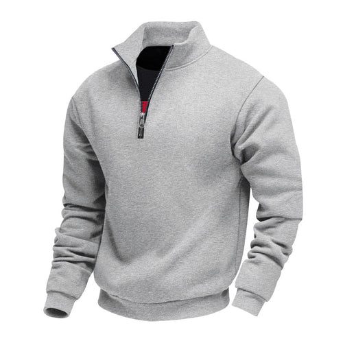 Herren leichter Fleecepullover mit Stehkragen und halblangem Reißverschluss