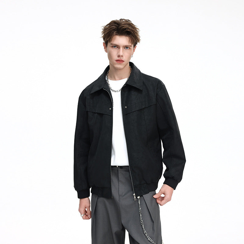Herren Bomberjacke im Harrington‑Stil mit geripptem Saum und verdecktem Reißverschluss Shop Nory