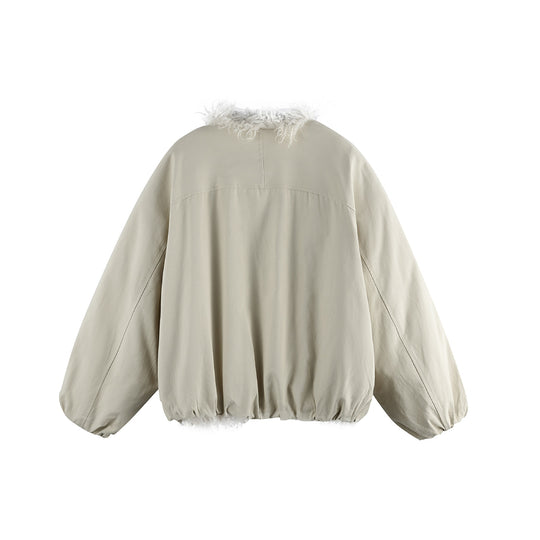 Damen Kurzblouson im Oversize‑Cut mit voluminösem Teddyfutter und elastischem Saum Shop Nory