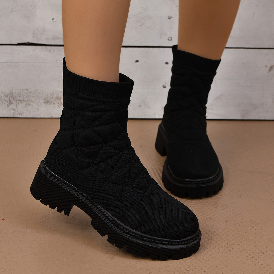 Damen Modische Stiefel mit strukturiertem Obermaterial und rutschfester Profilsohle