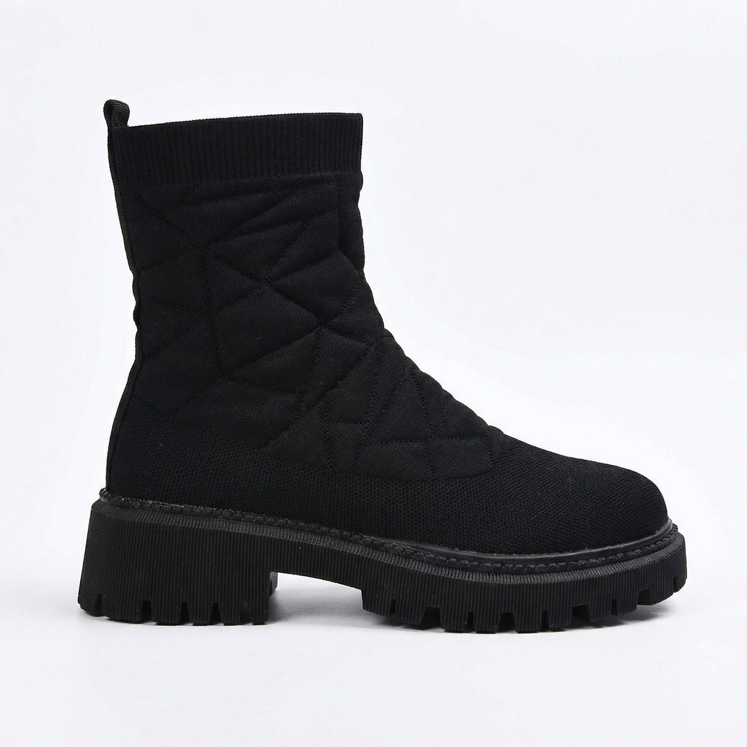 Damen Modische Stiefel mit strukturiertem Obermaterial und rutschfester Profilsohle