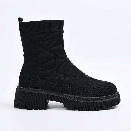 Damen Modische Stiefel mit strukturiertem Obermaterial und rutschfester Profilsohle