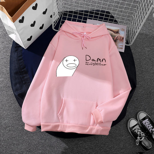 Damen nan Kapuzenpullover mit minimalistischer Grafik, lockerer Oversize-Passform und Kängurutasche Shop Nory