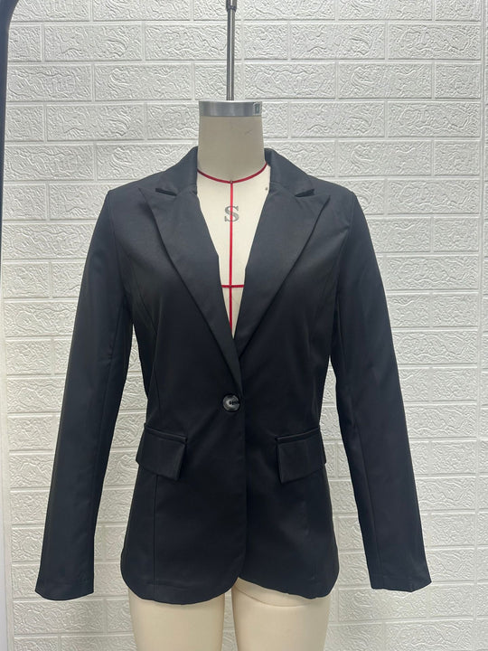 Damen Taillierter Ein-Knopf-Blazer mit Pattentaschen und schmaler Silhouette Shop Nory