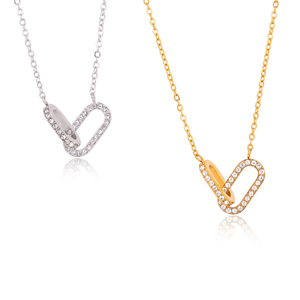 Damen Halskette mit funkelndem Zirkonia-Anhänger und verstellbarem Edelstahlverschluss Shop Nory