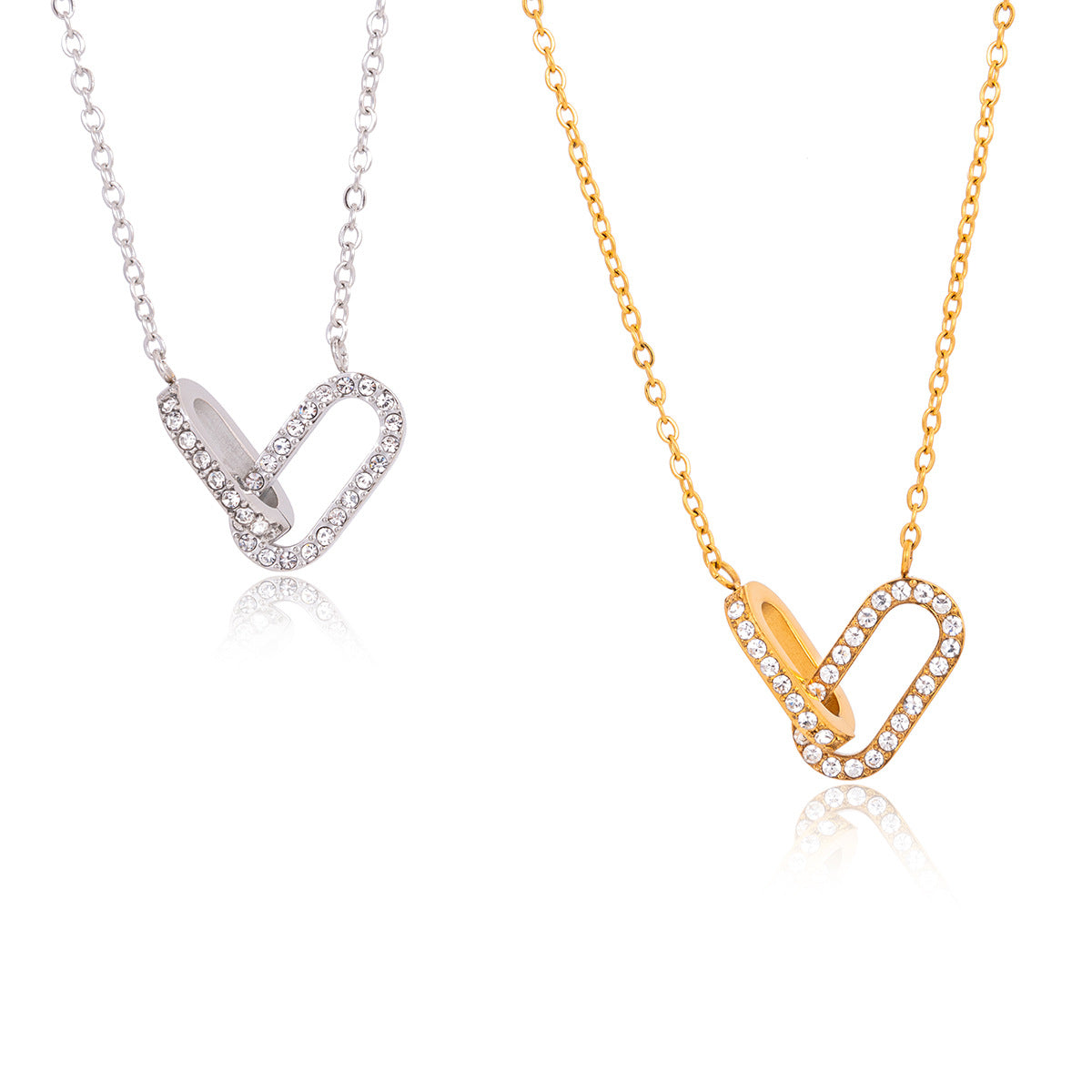 Damen Halskette mit funkelndem Zirkonia-Anhänger und verstellbarem Edelstahlverschluss Shop Nory