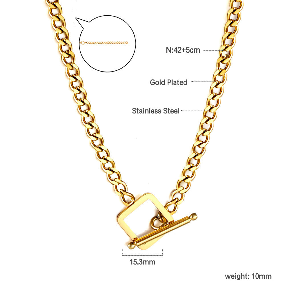 Damen Halskette mit funkelndem Anhänger aus Edelstahl und goldplattiertem Design Shop Nory