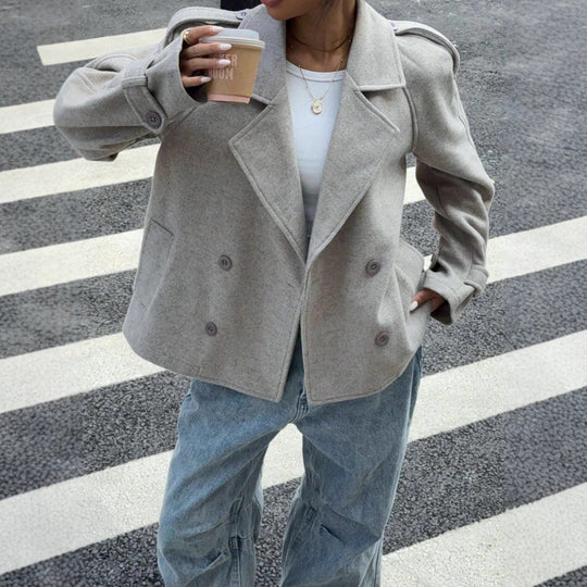 Damen Elegantes Oversized Wolljacke