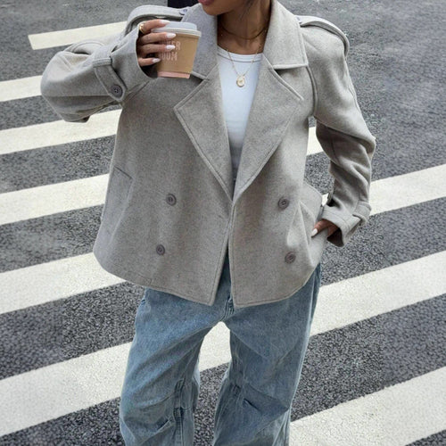 Damen Elegantes Oversized Wolljacke