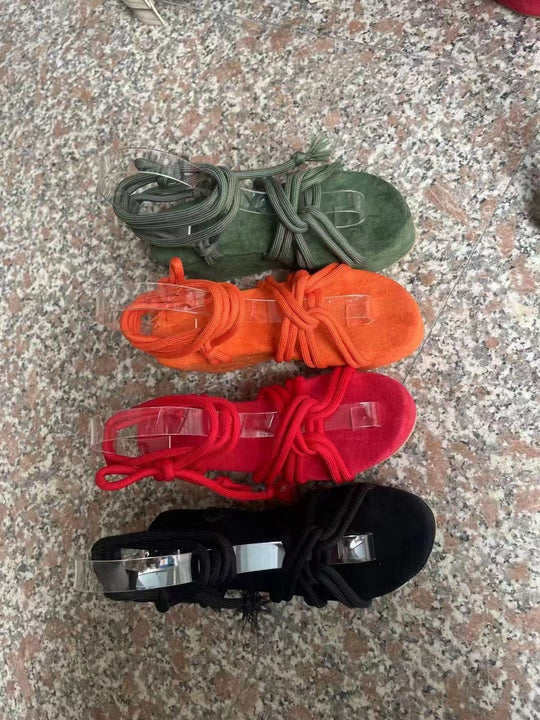 Damen Plateau-Sandalen mit geflochtenem Riemendesign