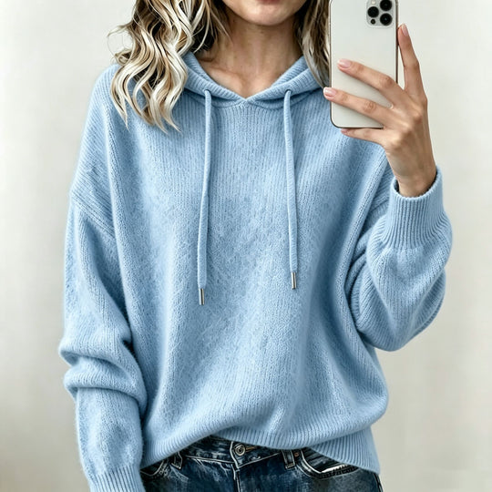 Damen Oversize Strickhoodie aus weichem Feinstrick mit Kordelzug Shop Nory