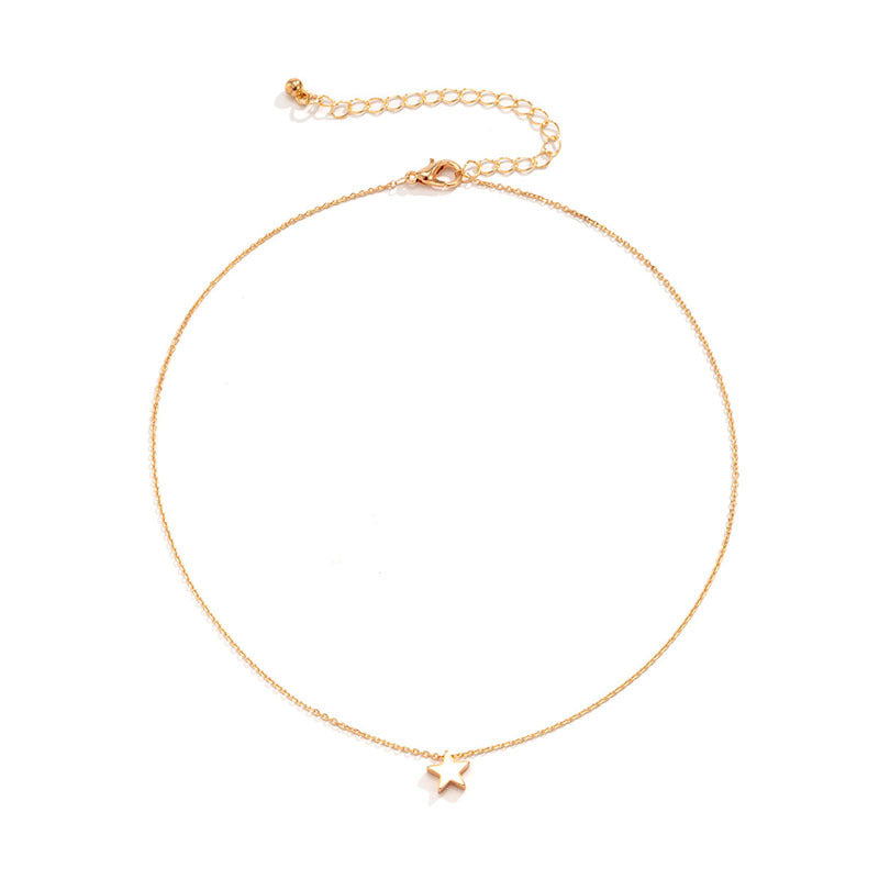 Damen Halskette mit funkelndem Sternanhänger und zarter Gliederkette Shop Nory