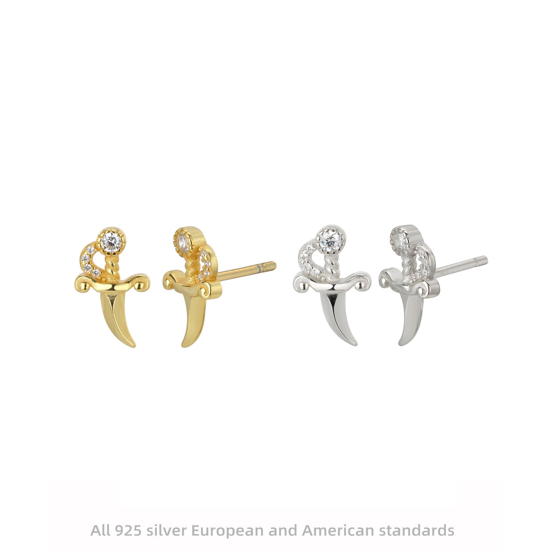 Damen Ohrstecker im eleganten Dolchdesign mit funkelnden Zirkonia Shop Nory