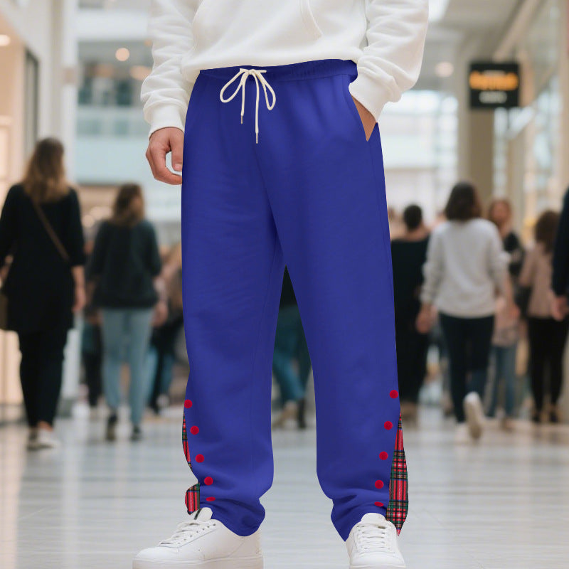 Herren Relaxed-Fit Jogginghose mit Karo-Seitenpasse, Druckknopfleiste & Kordelzug Shop Nory