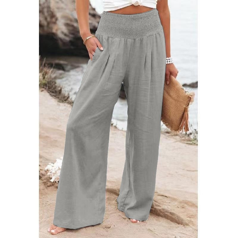 Damen Weit geschnittene Sommerhose mit elastischem Bund und luftiger Passform