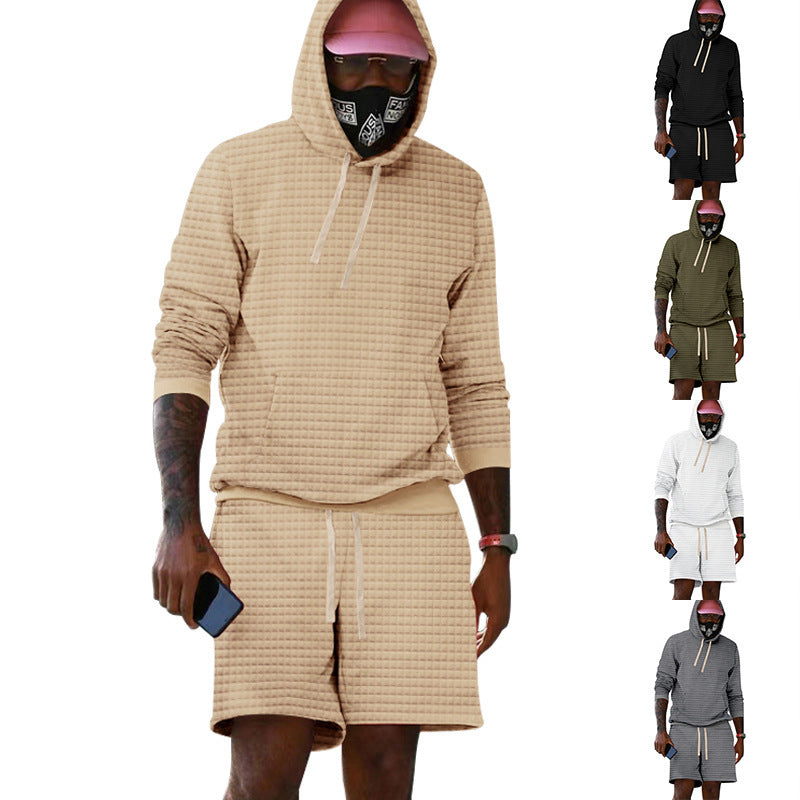 Herren Sportiv gestepptes Hoodie- und Shorts-Set