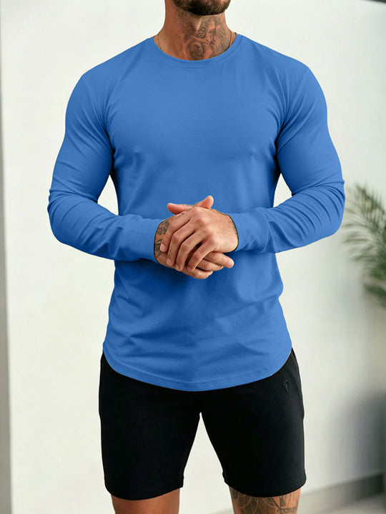 Herren Enganliegendes Langarm-Shirt aus Baumwollstretch mit Rundhals Shop Nory