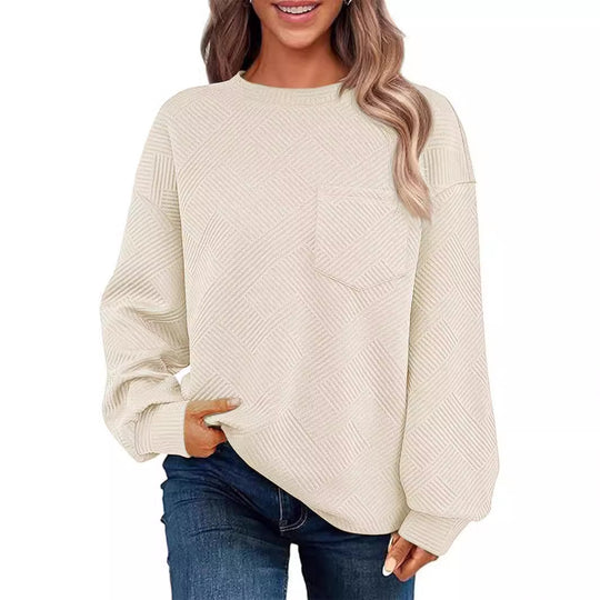 Damen Oversize Strukturstrick-Pullover mit Brusttasche Shop Nory