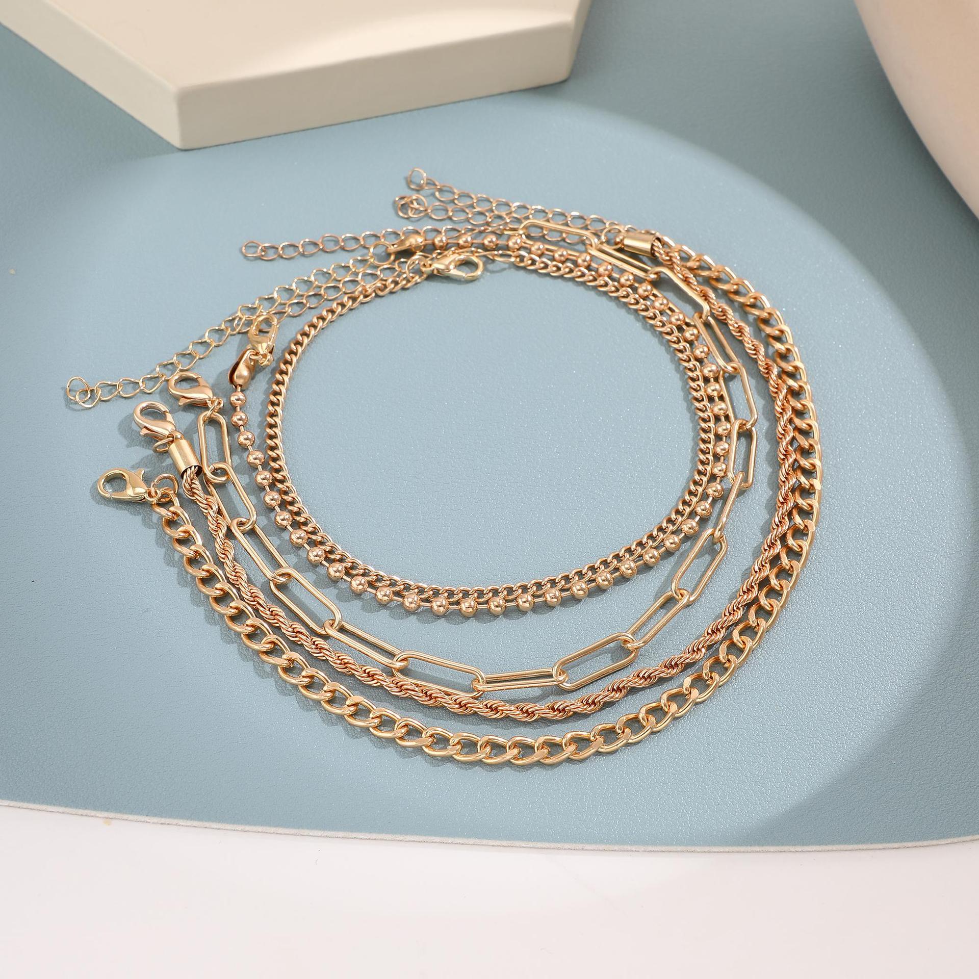 Damen Fußkettchen-Set aus feinen, eleganten Gliederketten Shop Nory
