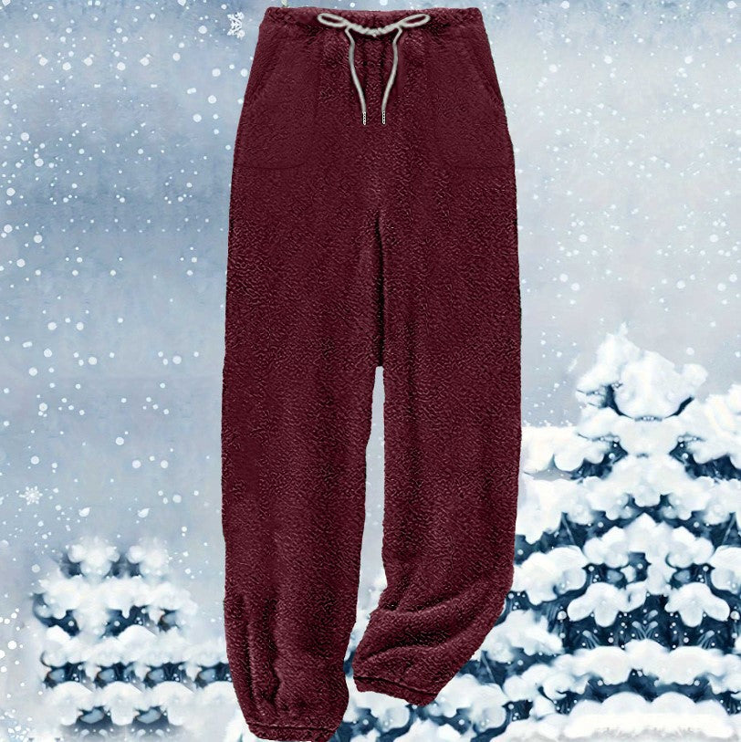 Damen nan kuschelige Sherpa-Fleece Loungehose mit Kordelzug, hoher Taille und elastischen Bündchen Shop Nory