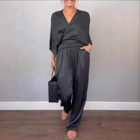Damen elegantes und bequemes Satin-Hosenanzug