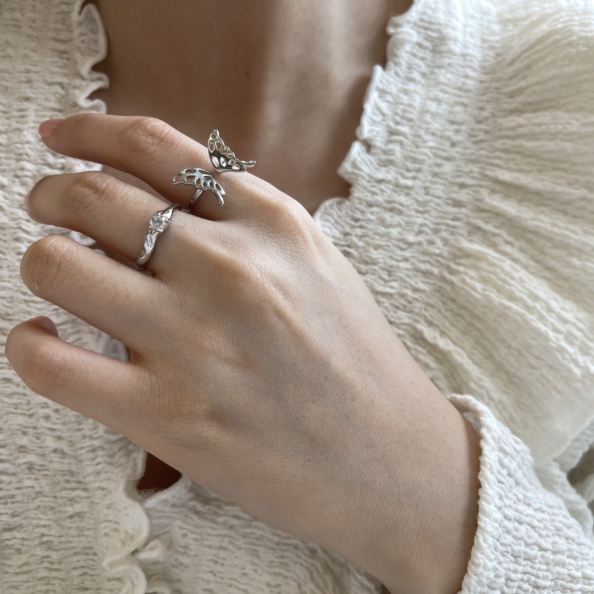 Damen Offener Ring mit verspieltem Schmetterlingsdesign Shop Nory