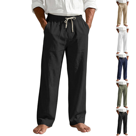 Herren Leinenoptik Relaxhose mit elastischem Bund, Tunnelzug und Seitentaschen Shop Nory