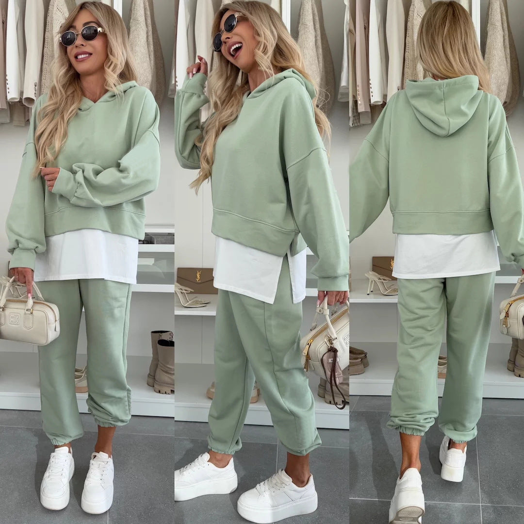 Damen Oversized Hoodie- und Jogging-Set aus Bio-Baumwolle mit Cropped-Sweat und elastischer Bündchenhose Shop Nory