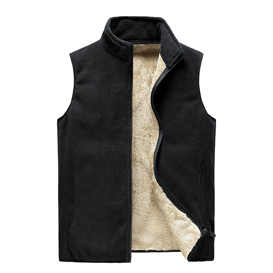 Herren Kuschelige Thermo-Fleeceweste mit Sherpa-Innenfutter, Stehkragen und Reißverschluss Shop Nory