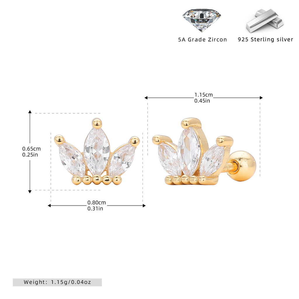 Damen Ohrstecker mit elegantem Krone-Design aus hochwertigem 925 Sterling Silber Shop Nory