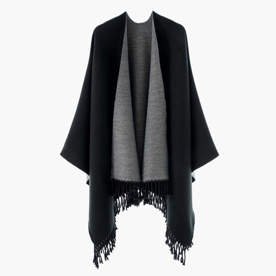 Damen Wendbarer Wollmix-Poncho mit Fransensaum und offener Front Shop Nory