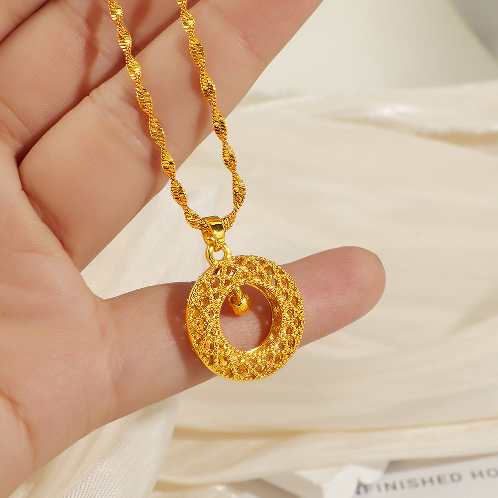 Damen Intricate Hollow Circle Anhänger Halskette Shop Nory