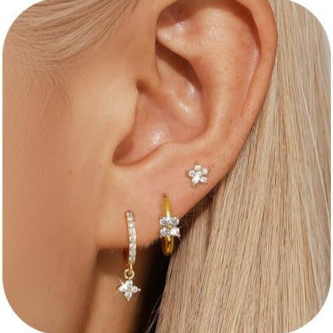Damen Ohrstecker-Set mit funkelnden Kristallen Shop Nory