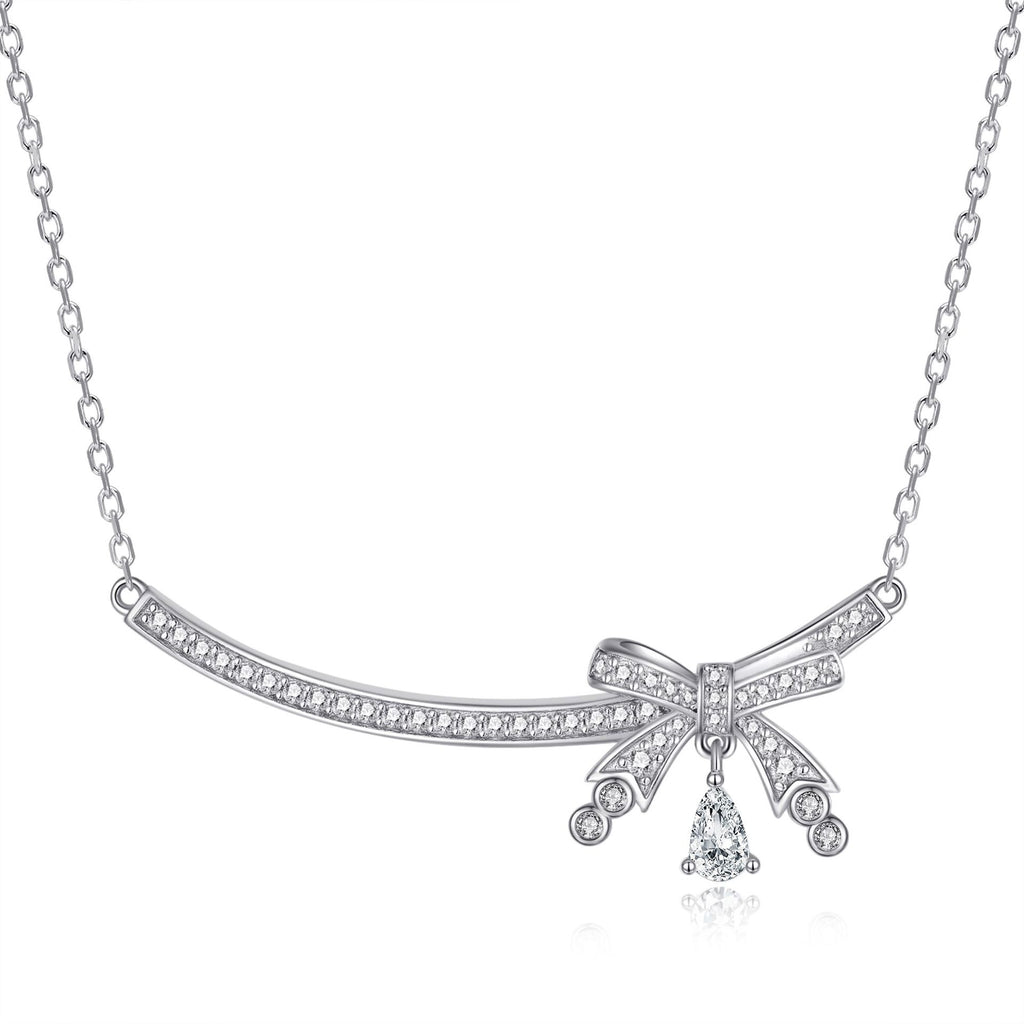 Damen Halskette mit elegantem Schleifenmotiv und funkelnden Zirkonia Shop Nory