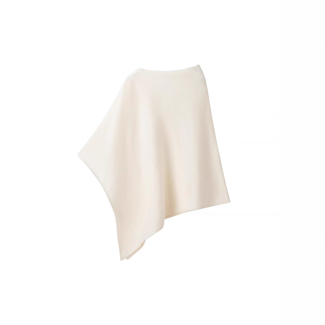 Damen Feiner Strickponcho mit asymmetrischem Saum und U‑Boot‑Ausschnitt Shop Nory