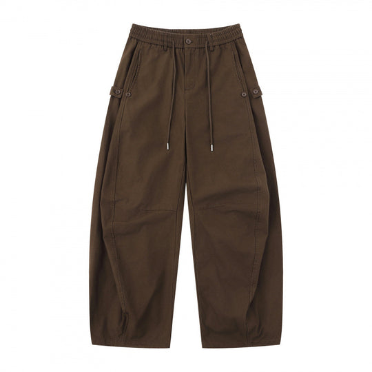 Damen Weite Culotte-Cargo-Hose mit elastischem Bund, Tunnelzug und aufgesetzten Taschen Shop Nory