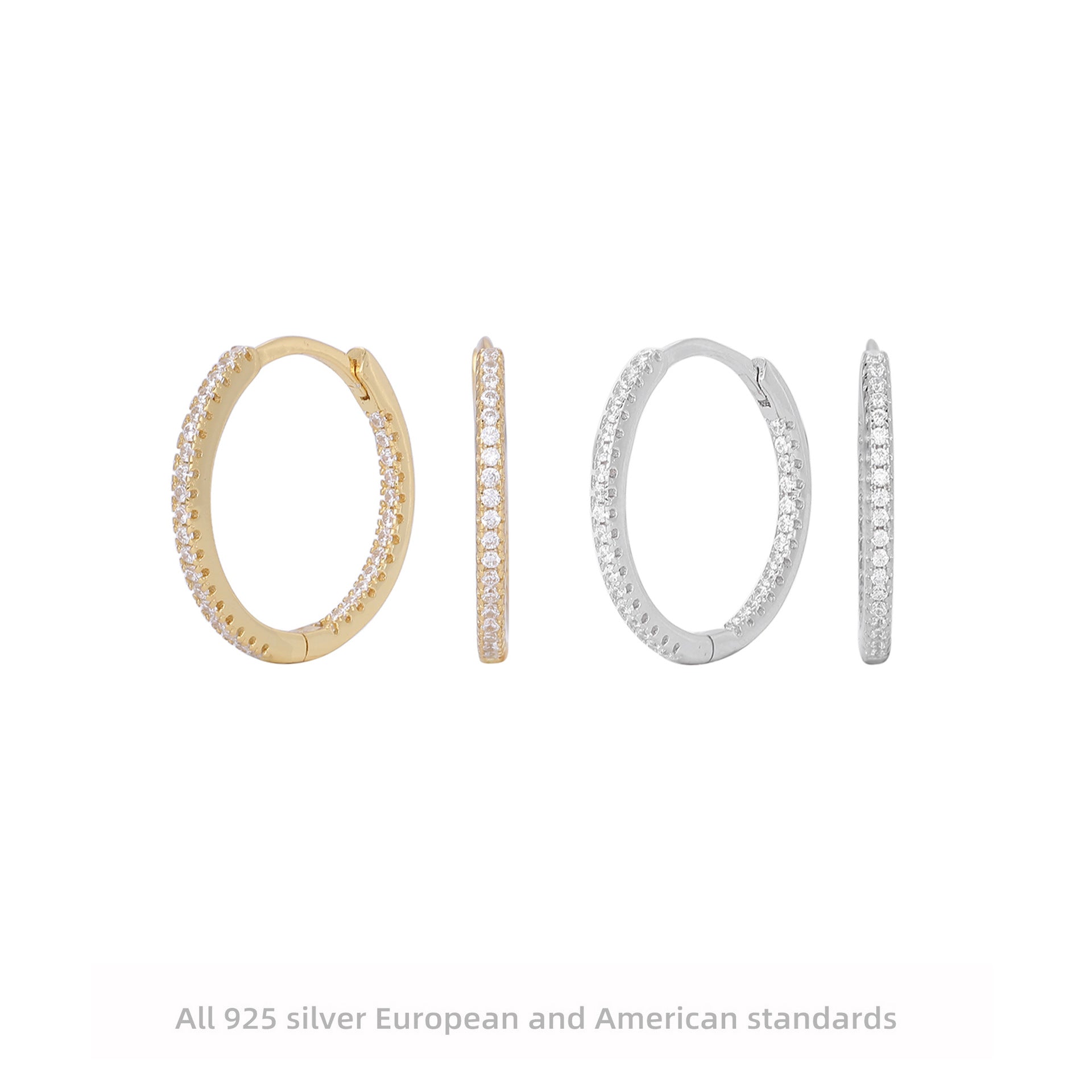 Damen Creolenohrringe mit funkelndem Zirkonbesatz aus 925 Sterling Silber Shop Nory